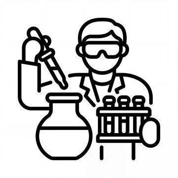 Scientist performing chemistry experiment in laboratory icon