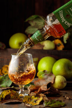 Autumn whiskey still life with Jack Daniel&rsquo;s bourbon.