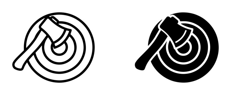 Axe throwing icon, solid for sports and leisure