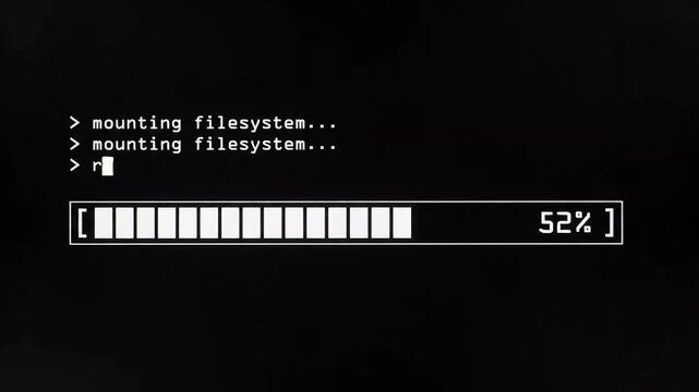 Retro Command Line Terminal Loading Bar Motion Graphics Animation, System Initiate Progress Bar Screen Overlay
