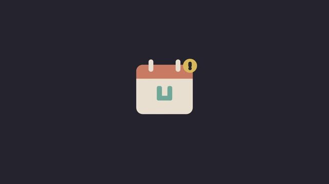 Minimalist calendar icon with letter u in center on dark background