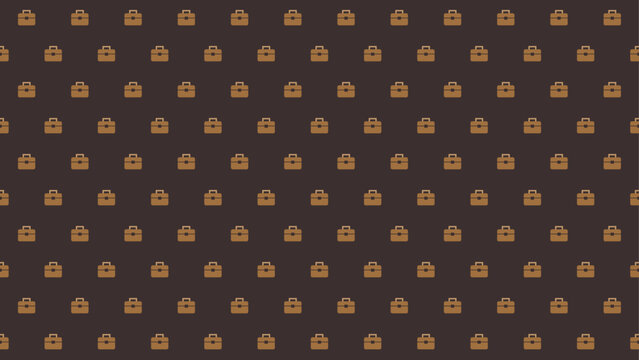 Seamless briefcase icon pattern in brown on dark background