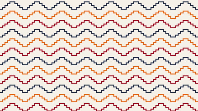 Seamless growth staircase step pattern in navy orange and red