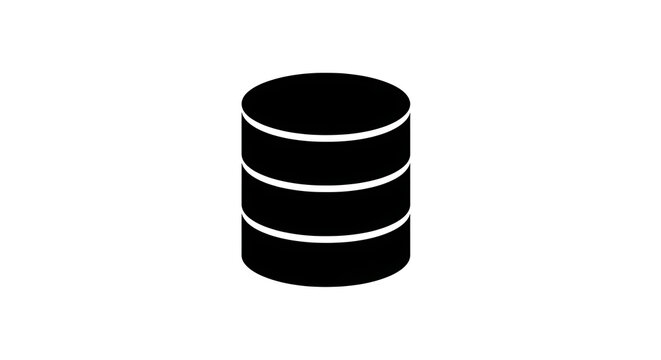 Black database icon isolated on a transparent background