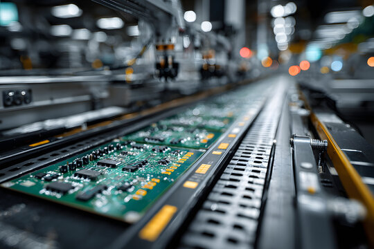PCB panels in antistatic rack on high speed SMT assembly line