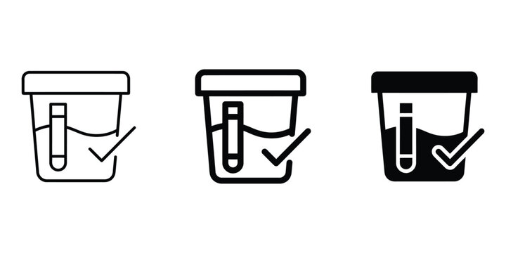 Urine test icon line art vector, bold outline and silhouette design