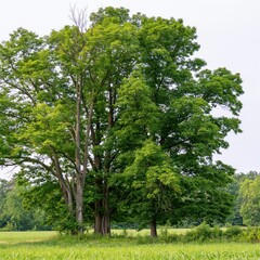 Naklejka premium Large Green Tree in a Field