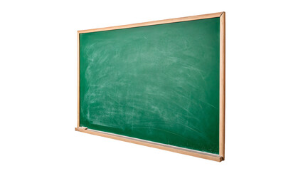Classic green blackboard chalkboard with wooden frame school education classroom isolated on transparent background © Leo