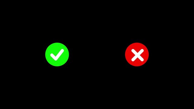 Simple checkmark and cross icon on dark background
