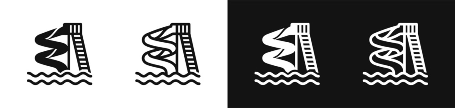 Water slide icon set for swimming pool