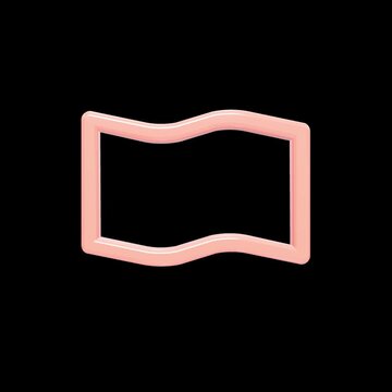Minimalist graphic animation of neon pink wavy rectangular icons pulsing and shimmering on a dark black background, featuring a subtle glowing frame effect in a clean digital style