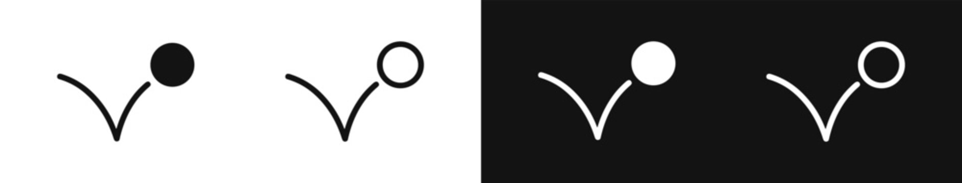 Bouncing ball motion physics trajectory curve vector icon design