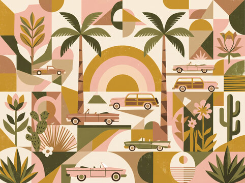 seamless pattern with retro cars