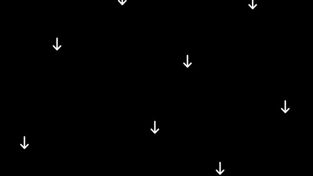White Downward Arrow Animation on Black Background