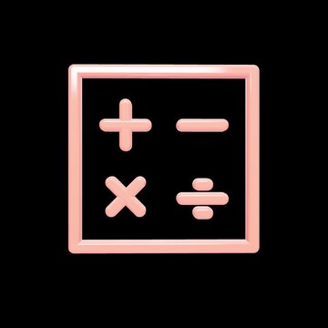 Minimalist math symbol icons floating on a sleek black background in a seamless loop, representing education, arithmetic, science, and calculation with a clean glowing rose gold design style.
