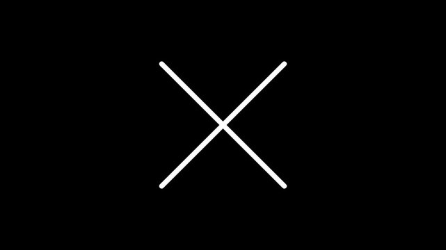 White X Cross Symbol Drawing Animation on Black Background