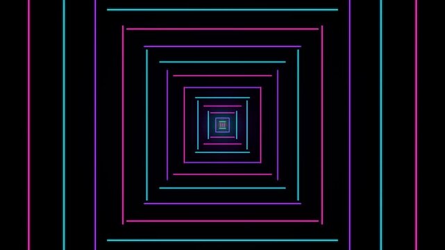 Colorful geometric infinite square tunnel illustration