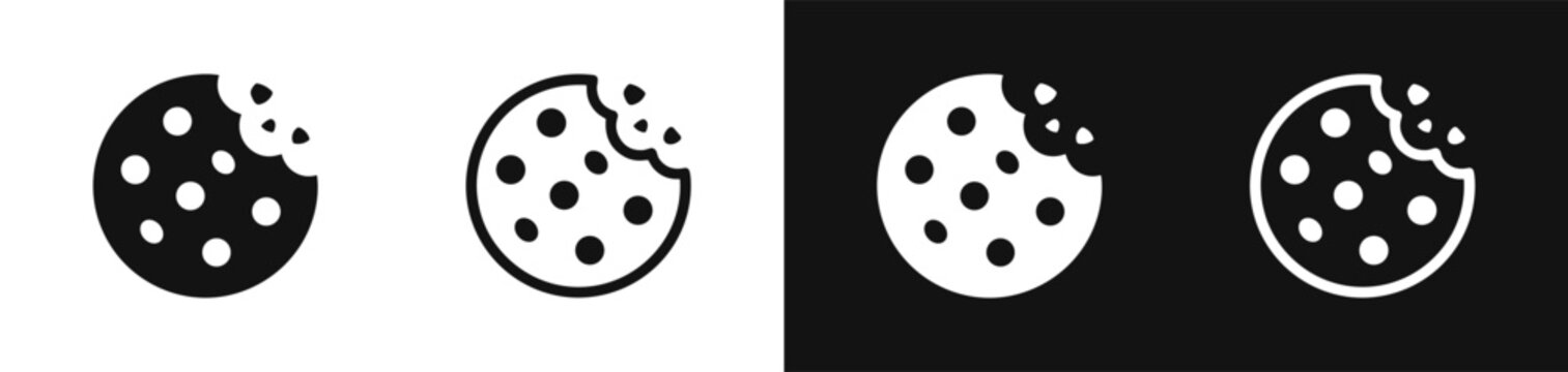 Bitten cookie biscuit sweet dessert icon vector set