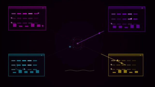 Futuristic Data Visualization Glowing Digital Network and Abstract System Connections Interface