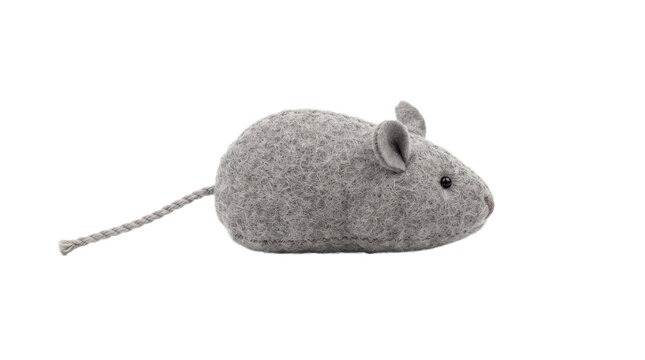 Felt mouse toy on transparent background