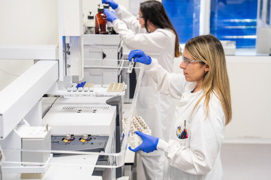 Laboratory Work With Samples and Equipment in a Science Lab