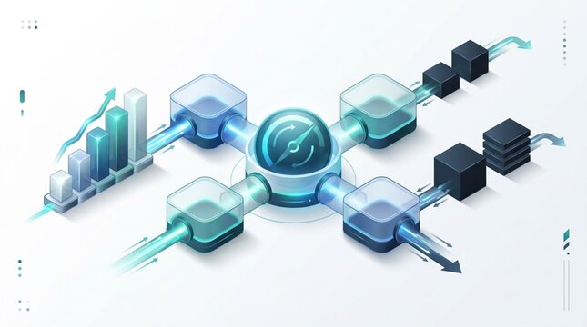 Isometric cash flow visualization with data charts