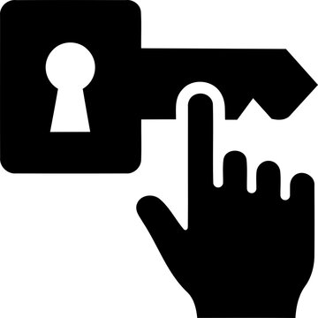 Key unlocking a lock with a finger pressing the key conceptualizing access and security during digital protection Isolated on transparent background