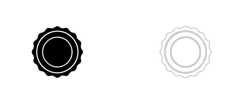 Notary wax seal stamp rosette vector icon filled and outline, legal badge and guarantee mark symbol.
