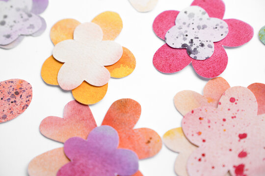 Handmade Watercolor Flowers with Speckles