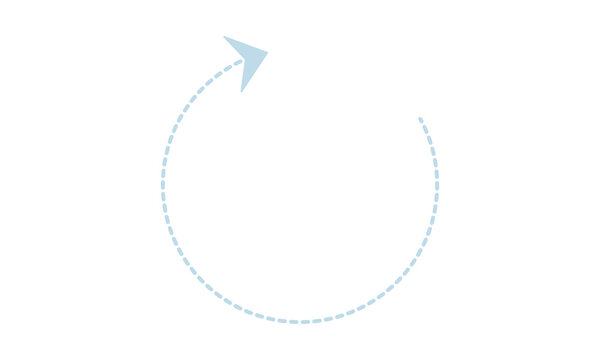 Dashed blue circular arrow suggesting a loading or progress indicator, ideal for user interface and animation graphics.