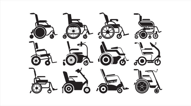 Accessible Mobility Aids and Wheelchair Silhouettes Set