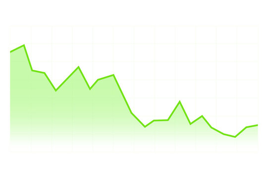 Green trend line graph for financial reporting and business performance analytics visuals on transparent background.