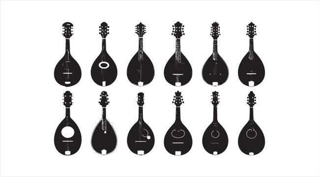 Setar and Persian String Instrument Silhouette Collection