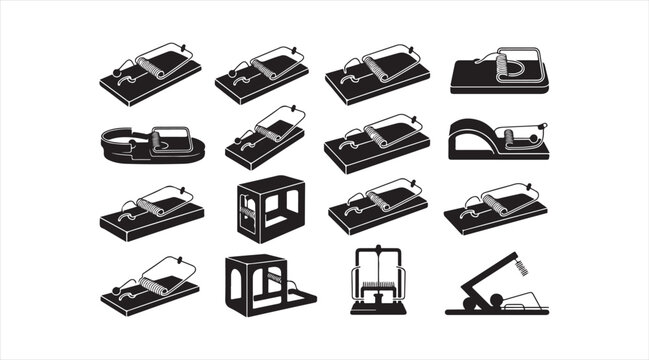 Rodent Trap and Pest Prevention Equipment Silhouettes