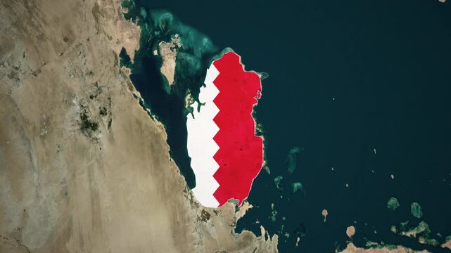 Animated World Map Zooming to Bahrain with National Flag Overlay