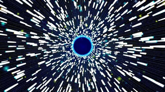 Big Data AI Warp Tunnel Motion Background Loop with Light Speed Data Streaks