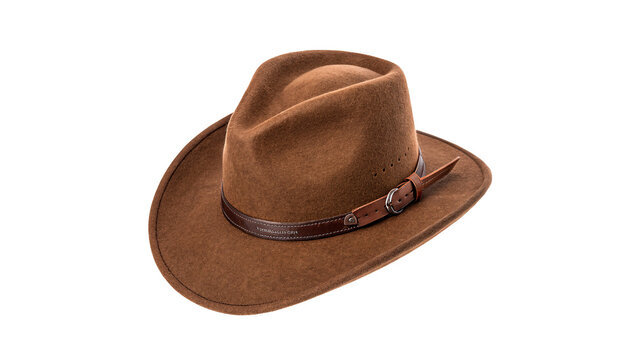 Classic brown leather cowboy hat traditional western apparel accessory isolated on transparent background