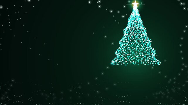 Shimmering particle Christmas tree animation festive holiday celebration backdrop design winter se
