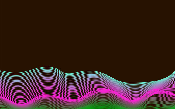 Neon Wave Abstract Background with Pink Green Glow