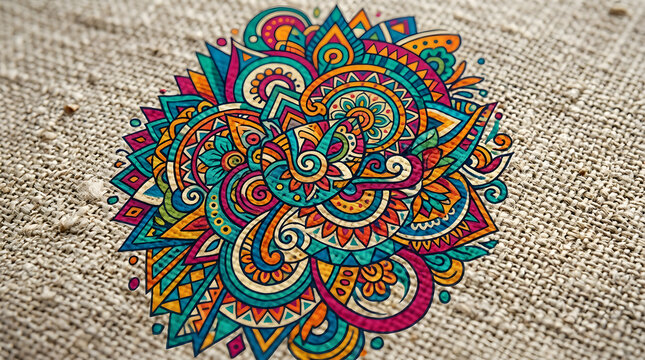 Colorful mandala vector background for marketing and design featuring an abstract logo pattern on fabric