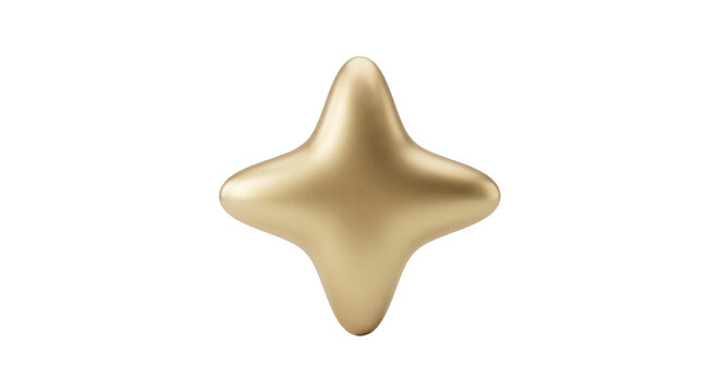 Golden four lobed shape against a white background a metallic and symmetrical form gold quatrefoil lobes curved smooth polished gleaming lustrous render digital graphic design