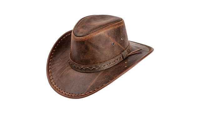 Classic brown leather cowboy hat traditional western apparel accessory outfit isolated on transparent background