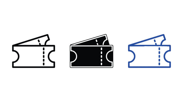 Set of three different ticket icons representing admission or entry passes