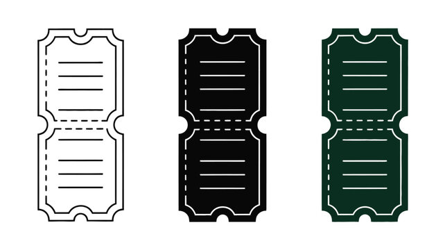 Set of vintage style blank admission tickets in different graphic outline and solid color designs