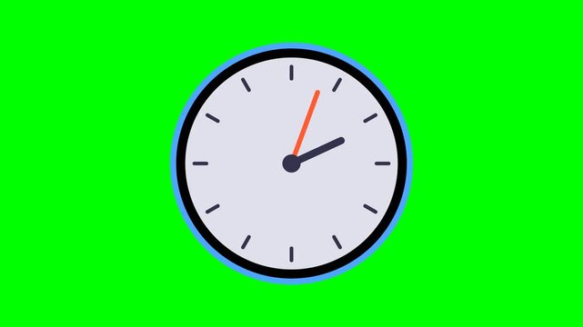 Animated Rotating Analog Clock Motion Loop on Green Background