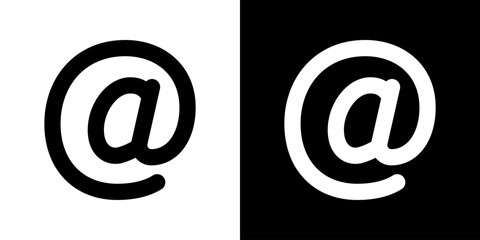 Fototapeta premium At Symbol Solid Icon Set. Email Communication, Internet Addressing, And Digital Messaging Silhouette Symbol Collection. Online Connectivity. Isolated Vector Illustration