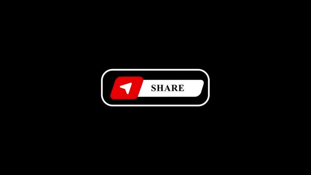 Social media share button animation with red and minimalist for digital marketing and engagement