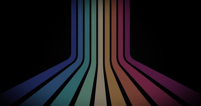 Retro 70s stripes background, vintage title opener in purple and magenta for retro 70s themed intros, music videos and event screens, motion graphics animation, seamless 4K loop