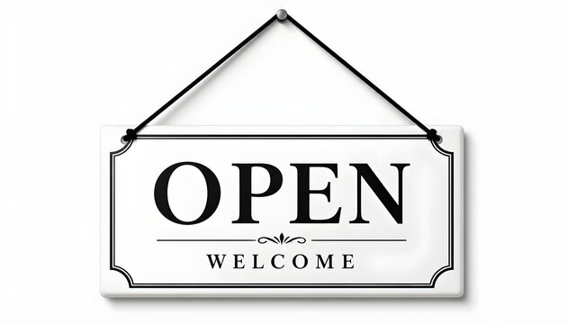 White open welcome sign for retail storefronts and commercial