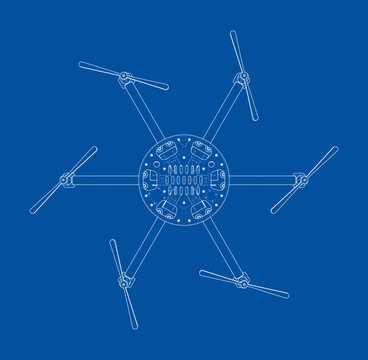 drone blueprint illustration. Vector